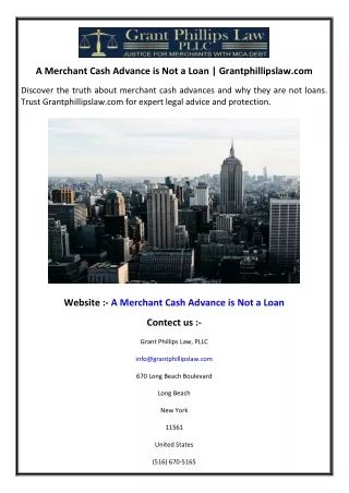 A Merchant Cash Advance is Not a Loan  Grantphillipslaw.com