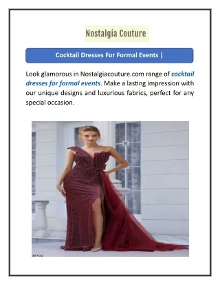 Cocktail Dresses For Formal Events  Nostalgiacouture