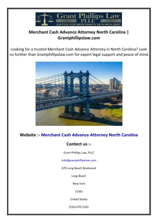 Merchant Cash Advance Attorney North Carolina  Grantphillipslaw.com