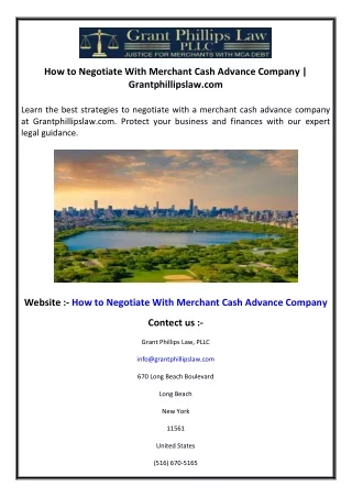 How to Negotiate With Merchant Cash Advance Company  Grantphillipslaw.com