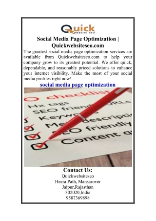 Social Media Page Optimization  Quickwebsiteseo.com