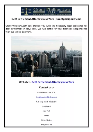 Debt Settlement Attorney New York  Grantphillipslaw.com