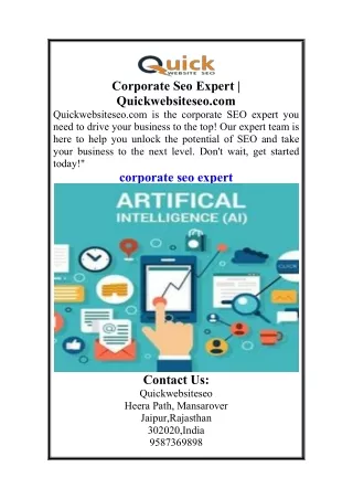 Corporate Seo Expert  Quickwebsiteseo.com