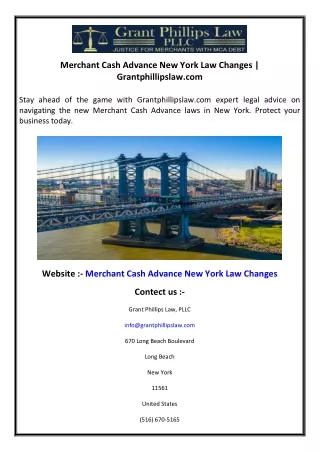 Merchant Cash Advance New York Law Changes  Grantphillipslaw.com