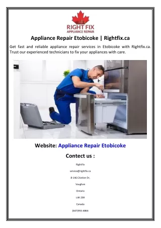 Appliance Repair Etobicoke  Rightfix.ca