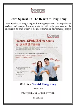 Learn Spanish In The Heart Of Hong Kong