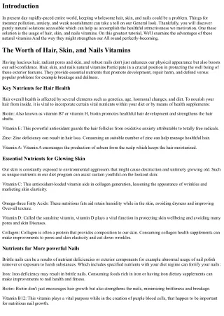 Hair, Skin, and Nails Nutritional vitamins: Your Ultimate Guideline to Healthy B