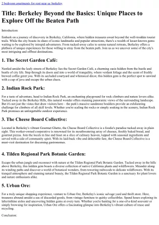 Find: Berkeley's Best-Kept Secrets