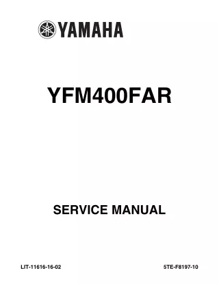 2003 Yamaha YFM400FAHR Kodiak 4x4 Hunter Ultramatic Service Repair Manual