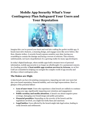 Mobile App Security What’s Your Contingency Plan Safeguard Your Users and Your Reputation