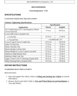 2004 Cadillac Cts Service Repair Manual