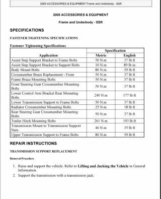 2004 Chevrolet Ssr Service Repair Manual