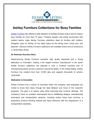 Ashley Furniture Collections for Busy Families