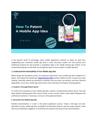 How to Patent a Mobile App Idea