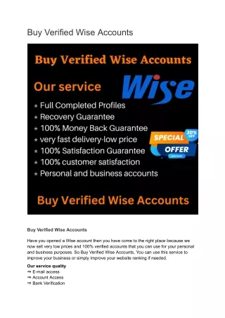 Buy Verified Wise Accounts