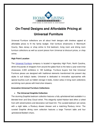 On-Trend Designs and Affordable Pricing at Universal Furniture