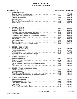 CASE 880B Excavator Service Repair Manual