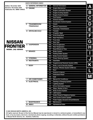 2005 Nissan Frontier Service Repair Manual