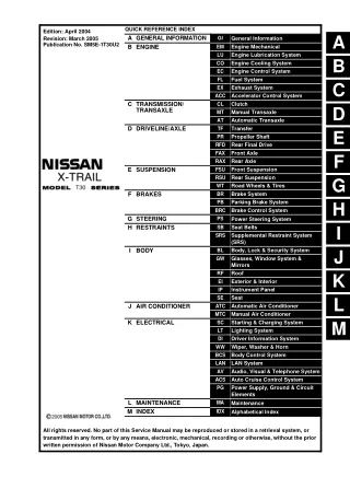 2005 Nissan X-Trail Service Repair Manual