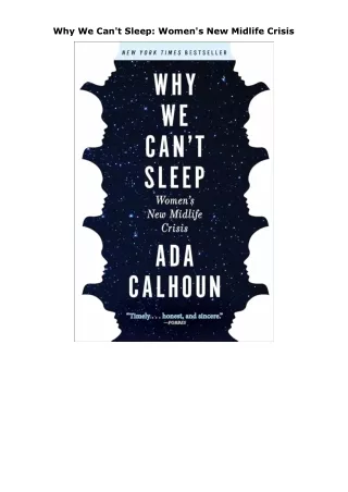 ebook❤download Why We Can't Sleep: Women's New Midlife Crisis