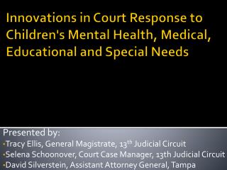 Innovations in Court Response to Children's Mental Health, Medical, Educational and Special Needs