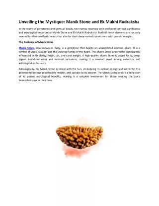 Ek Mukhi Rudraksha Benefits