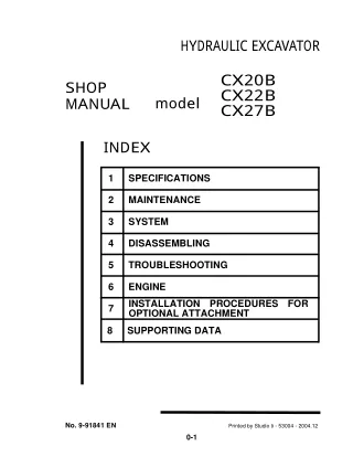 CASE CX20B MINI EXCAVATOR Service Repair Manual