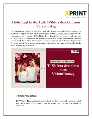 Liebe liegt in der Luft T-Shirts drucken zum Valentinstag