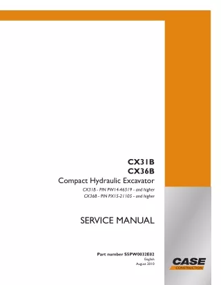 CASE CX31B COMPACT HYDRAULIC EXCAVATOR Service Repair Manual