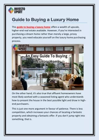 Guide To Buying A Luxury Home