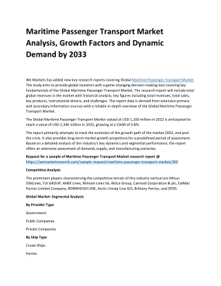 Maritime Passenger Transport Market