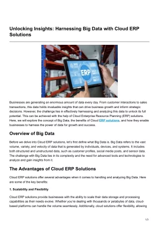 Unlocking Insights Harnessing Big Data with Cloud ERP Solutions
