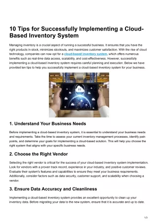 10 Tips for Successfully Implementing a Cloud-Based Inventory System