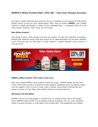 RHNFit's Whey-Protein Sale_ 25% Off – Fuel Your Fitness Journey!