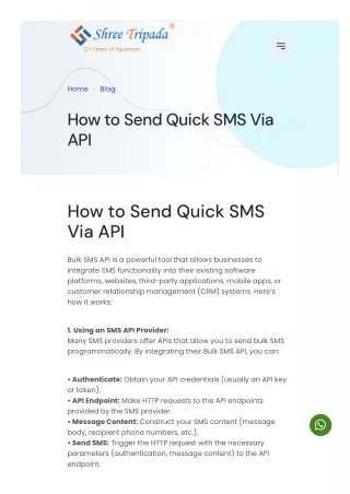 How to Send Quick SMS Via API