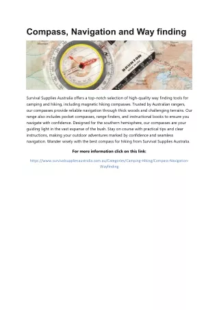 Compass, Navigation and Wayfinding