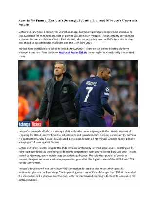 Enrique's Strategic Substitutions and Mbappe's Uncertain Future