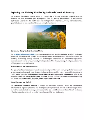 Exploring the Thriving World of Agricultural Chemicals Industry