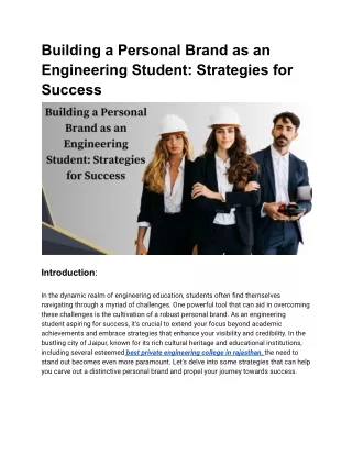 Building a Personal Brand as an Engineering Student: Strategies for Success