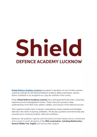 Shield Defence Academy Lucknow