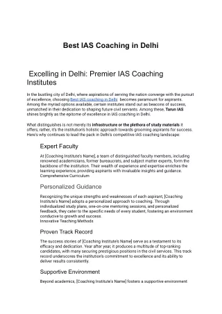 Best IAS Coaching in Delhi