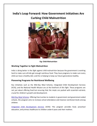 How Government Initiatives Are Curbing Child Malnutrition