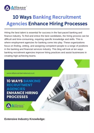 10 Ways Banking Recruitment Agencies Enhance Hiring Processes