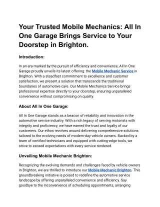 Your Trusted Mobile Mechanics_ All In One Garage Brings Service to Your Doorstep in Brighton.