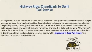 Chandigarh to Delhi Taxi Service