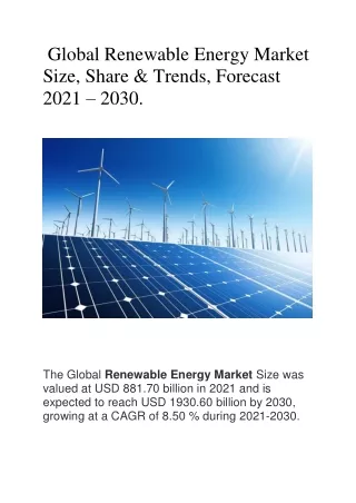 Global Renewable Energy Market