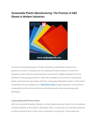 Sustainable Plastic Manufacturing_ The Promise of ABS Sheets in Modern Industrie