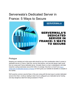 Serverwala’s Dedicated Server in France_ 5 Ways to Secure