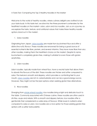 A Taste Test: Comparing the Top 3 Healthy Noodles in the Market