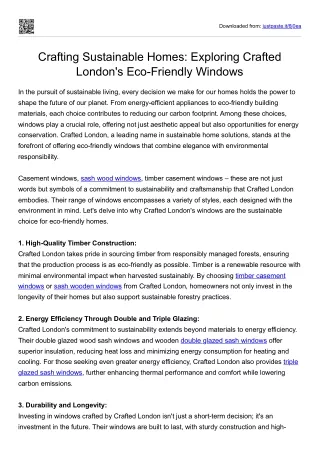 Exploring Crafted London's Eco-Friendly Windows